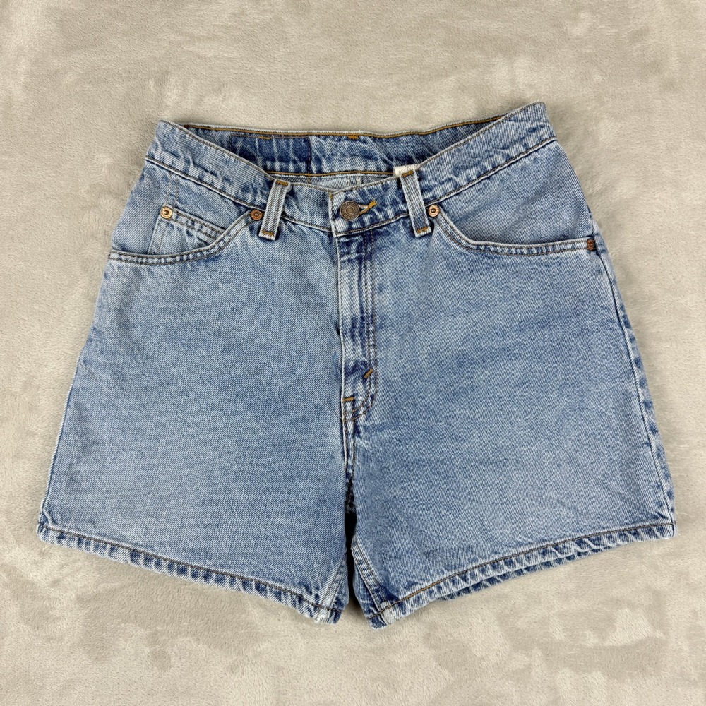 VTG Levis 950 Shorts Girl 7 JR Relaxed Fit Denim White Tab Jorts 90s Skate Y2K